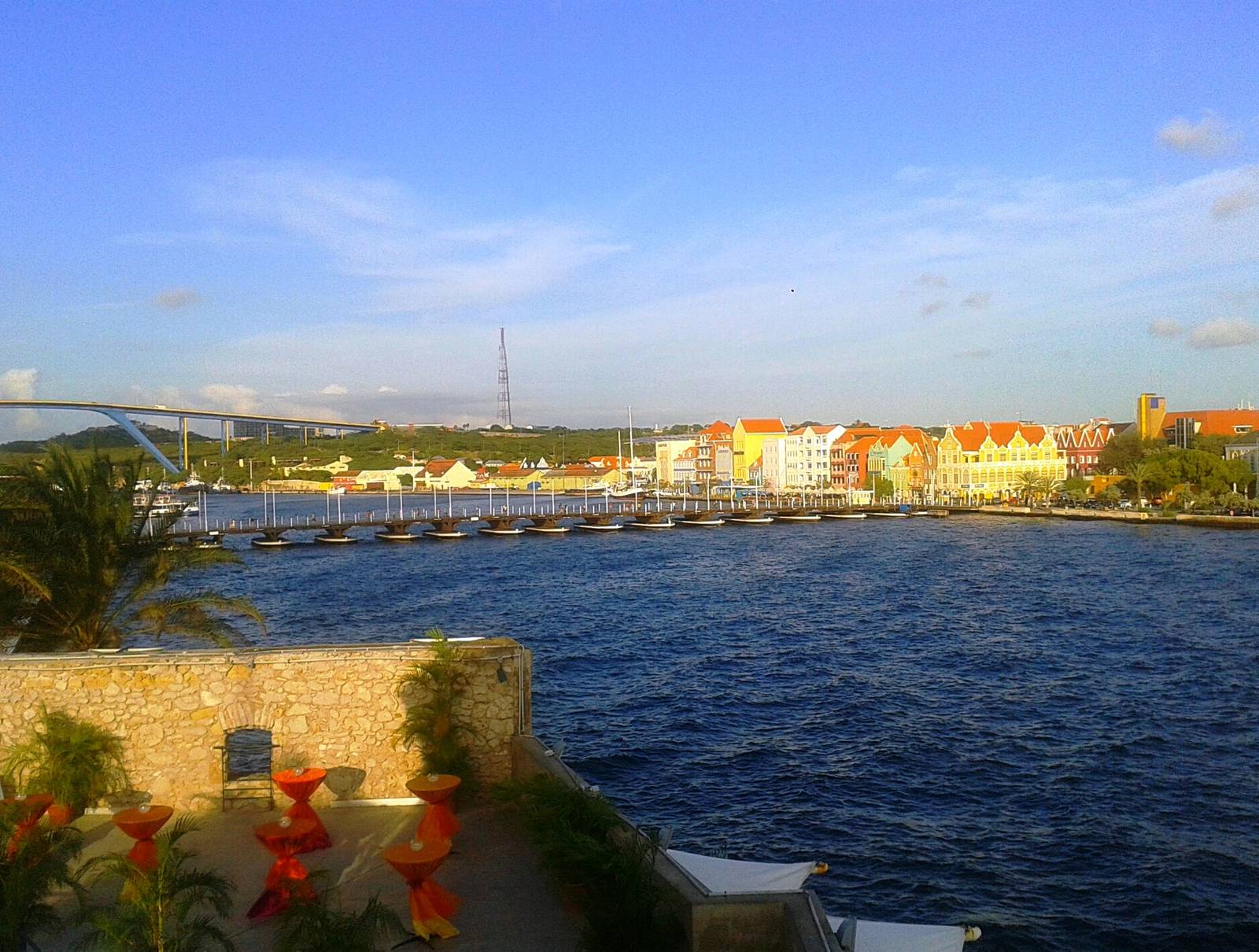 View from the ramparts of Rif Fort in Otrobanda across the harbor mouth toward Punda